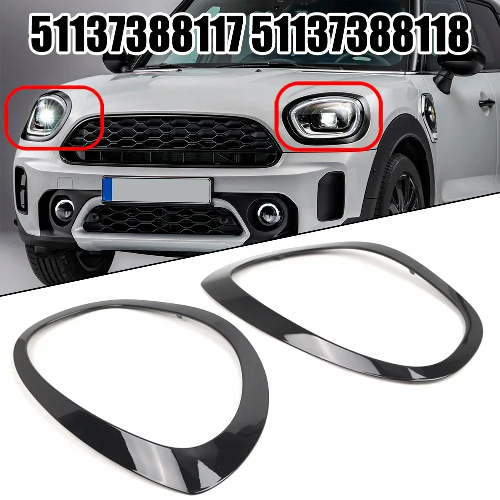 

1 Pair Black Car Headlight Bezel Ring Trim For Mini Cooper F60 F61 2017-2023 51137388117 51137388118 For Countryman F60 F61