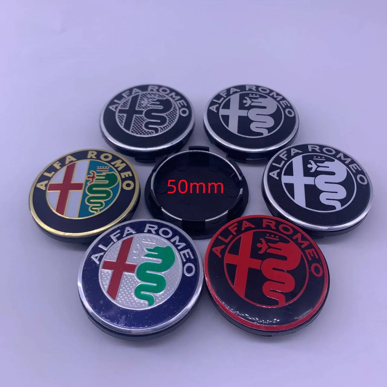 4pcs 50MM Car Wheel Hub Logo Modification Wheel Hub Cover Decoration ForAlfa Romeo Giulietta GT 159 147 156 Mito Brera Giulia F1