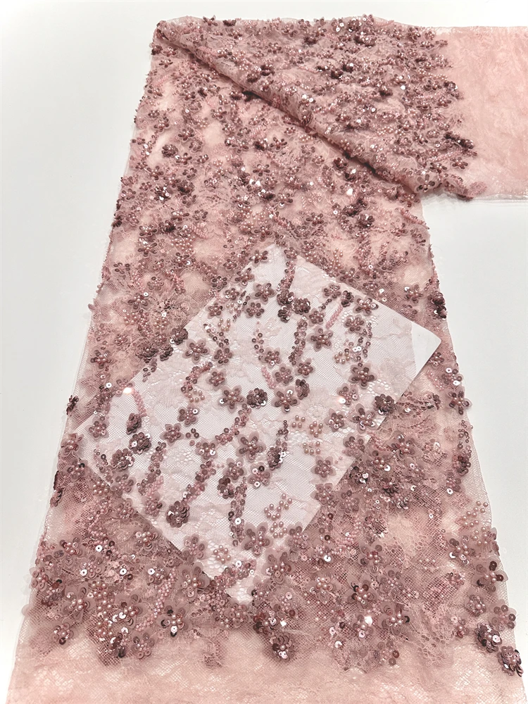 5 หลาหรูหราแอฟริกันSequinsเพิร์ลเจ้าบ่าวลูกไม้ผ้า 2025 คุณภาพสูงภาษาฝรั่งเศสคําไนจีเรียลูกปัดผ้าลูกไม้สําหรับงานแต่งงานชุด