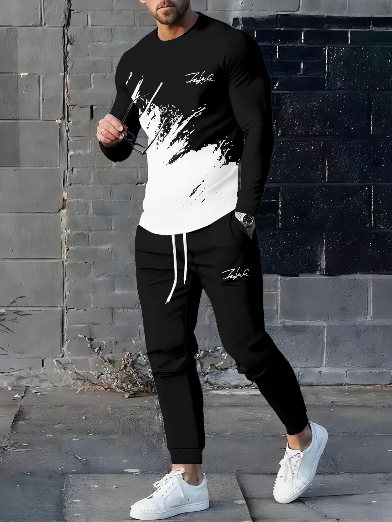 

Новые мужские брюки с длинными рукавами и длинными брюками на весну и осень 2024, удобная мягкая повседневная и модная мужская одежда с 3D принтом