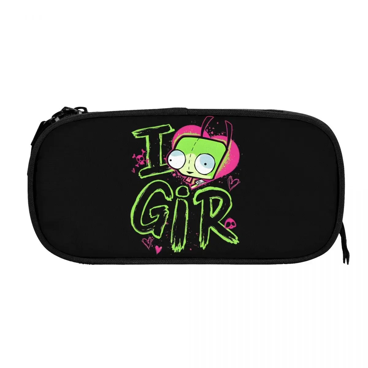 

Invader Zim Valentine's Day I Love GIR Retro Pop Pencil Case Pen Holder Bag Kids Large Storage Students School Gift Pencilcases