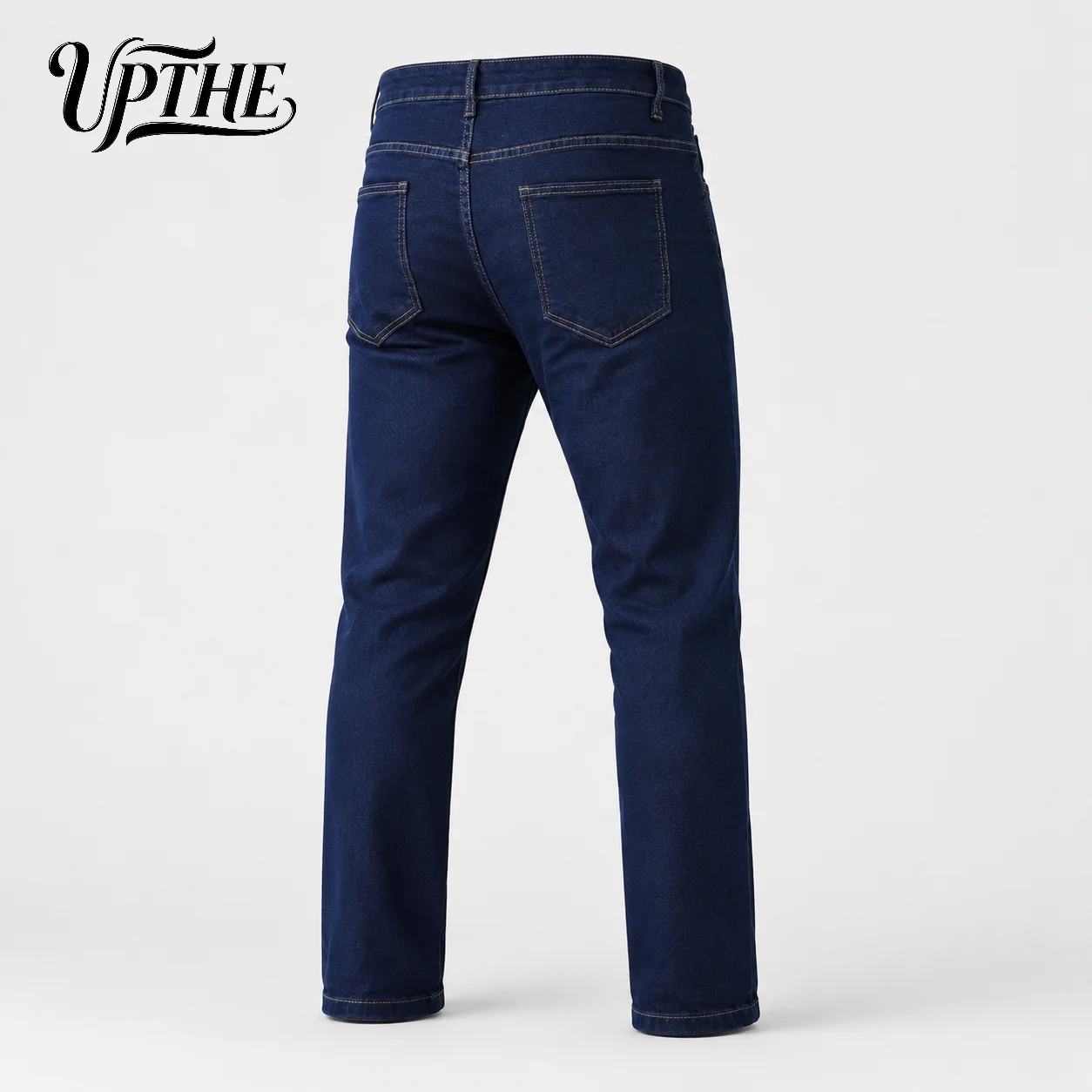 UP.THE Men Dark Blue Slim Fit Straight Leg Jeans, Classic Stretch Denim Pants, Casual Streetwear Trousers for Daily Work & Daily Outfits