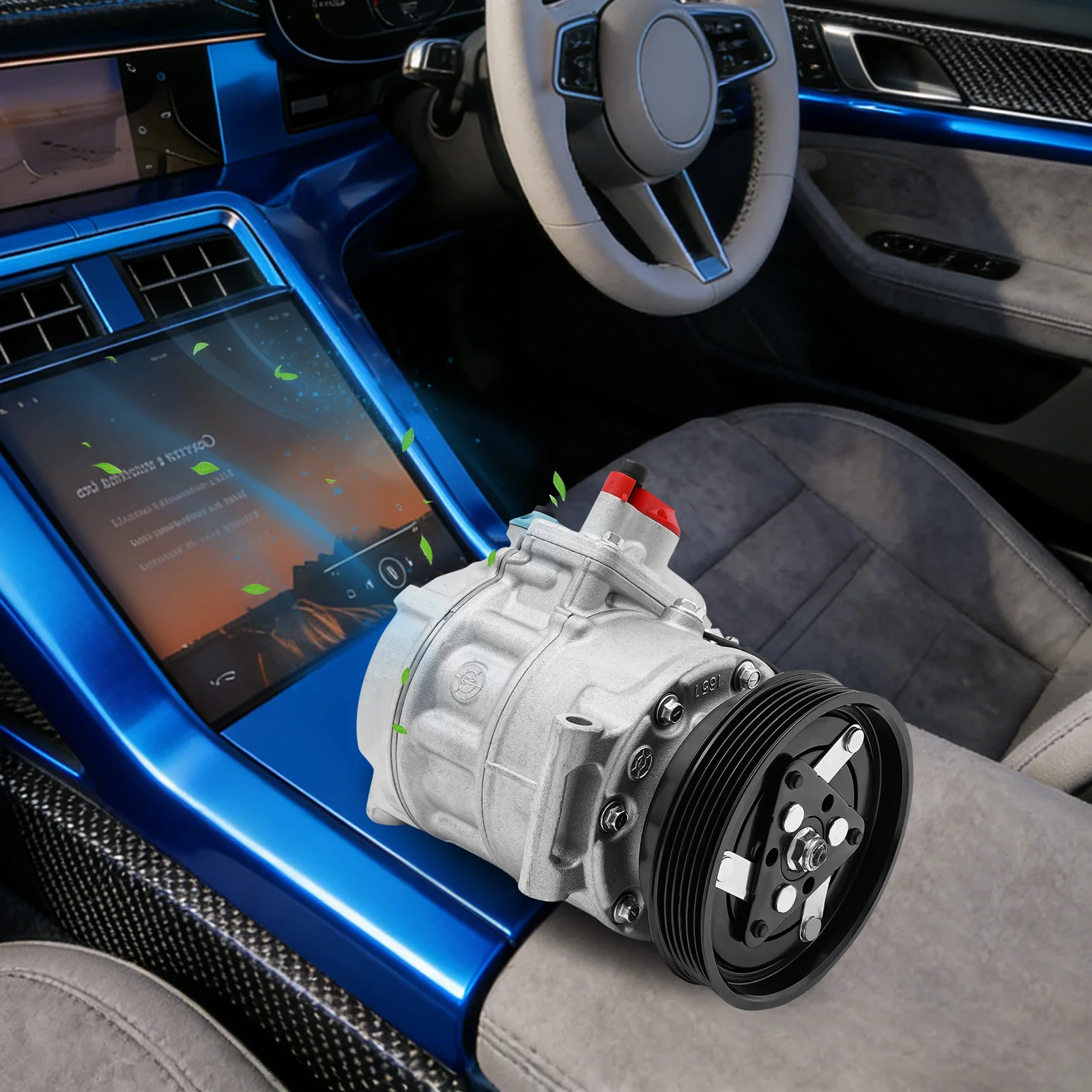 

AC Compressor, A/C Compressor, Air Conditioning Compressor, 12V 6-Groove Heat & Impact Resistant Direct Replacement for Vehicle Cooling