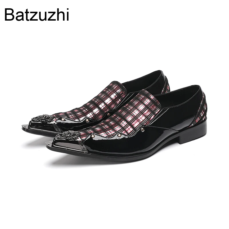 

Batzuzhi 2025 New Design Men's Shoes Pointed Toe Slip on Leather Dress Shoes Man Fashion Business, Wedding Shoes Man! Big Sizes