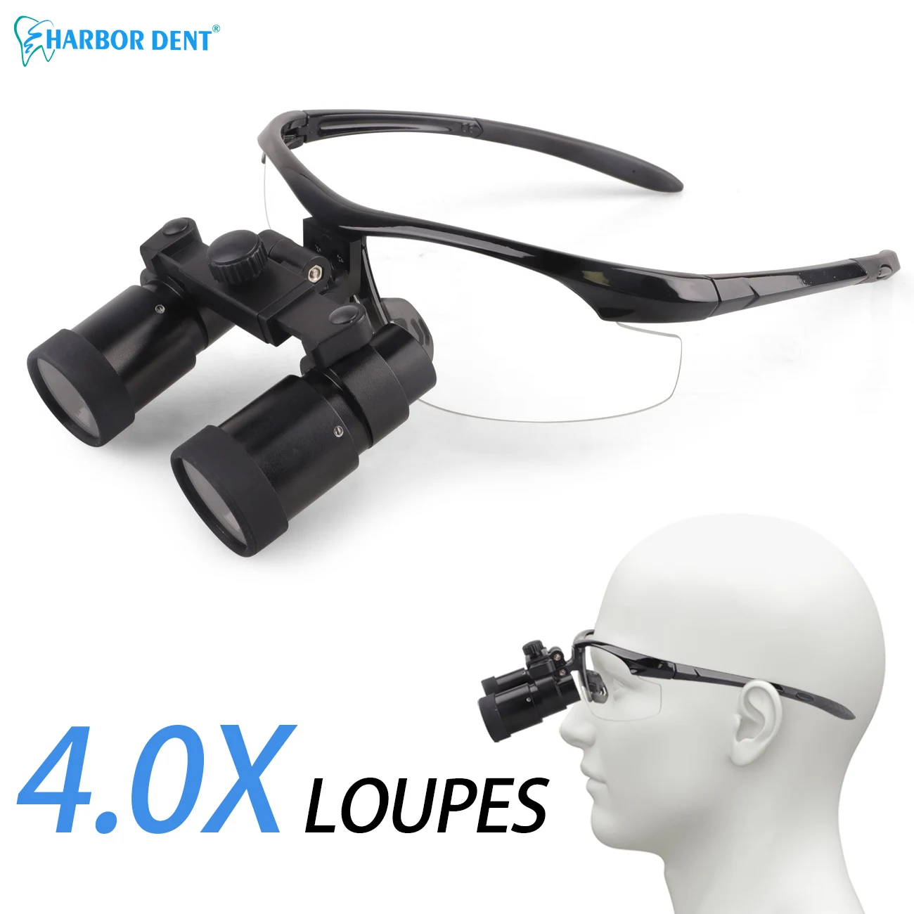 Dental 4X Loupe Binocular Magnifier Loupes with Eyeglasses Goggles with Storage Pouch Gift Supplies for Dentists view 2