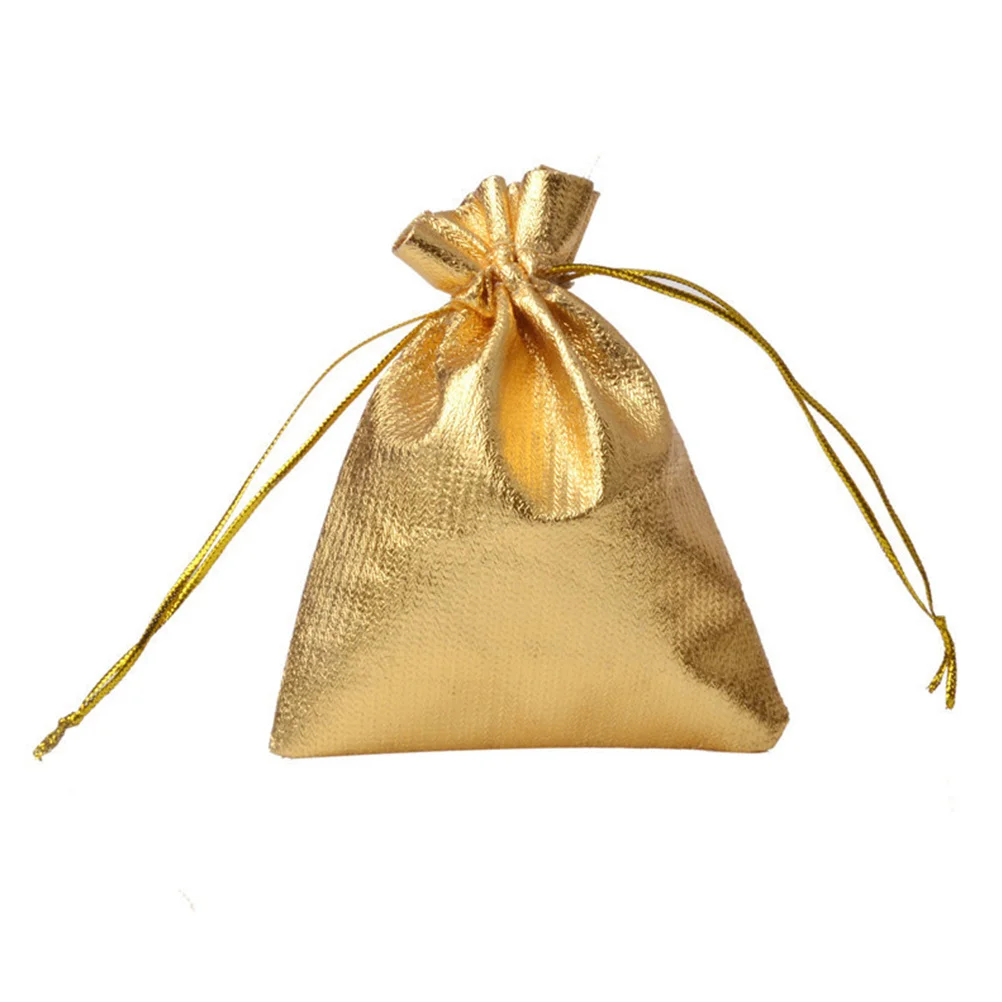 

100Pcs Jewelry Bundle Bag Premium Cloth Golden 9x12cm Reusable for Wedding Gift Party Jewelry Storage Party Gift Bag