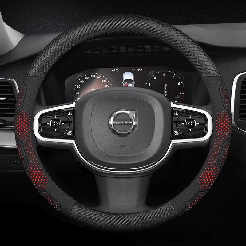 For Volvo XC60 XC90 XC40 XC70 S90 S60 S80 S40 V90 V70 V40 V60 C70 Carbon fiber Suede Car Steering Wheel Cover Auto Accessories