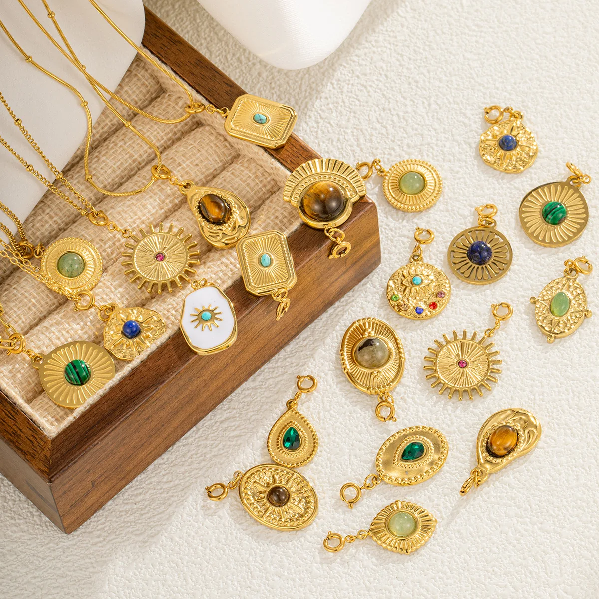 Square Ripple Pendant Accessory Personalized Versatile Collarbone Titanium Steel Necklace Earrings DIY Handmade Accessories