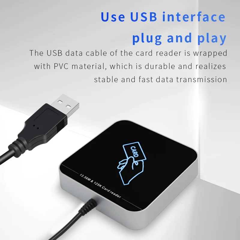 Imagem -02 - Leitor de Cartão Nfc Inteligente sem Contato de Frequência Dupla 125 Khz 1356 Mhz Plug And Play Leitor de Cartão Usb Rfid