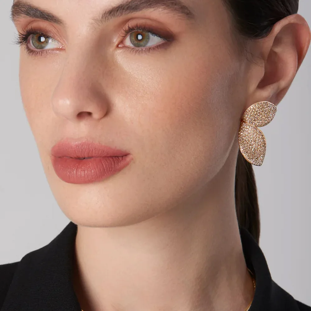 XSBODY Baroque Flower Jewelry Set Piercing Jewelry for Women Wedding Charming Gift Rhinestone Necklace Earrings Set Adjustable