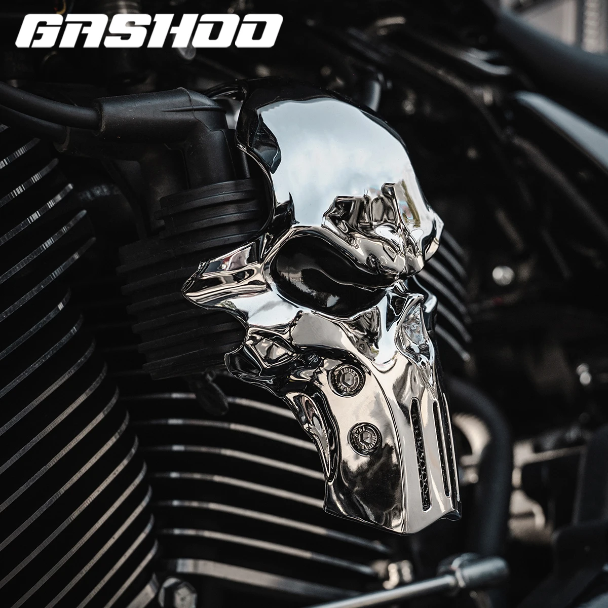 GASHOO Aluminum-magnesium Alloy Skull Coil Cover for M8 Softail/121CVO/2024+ 117 Road Glide/Street Glide Motorcycle Body Systems