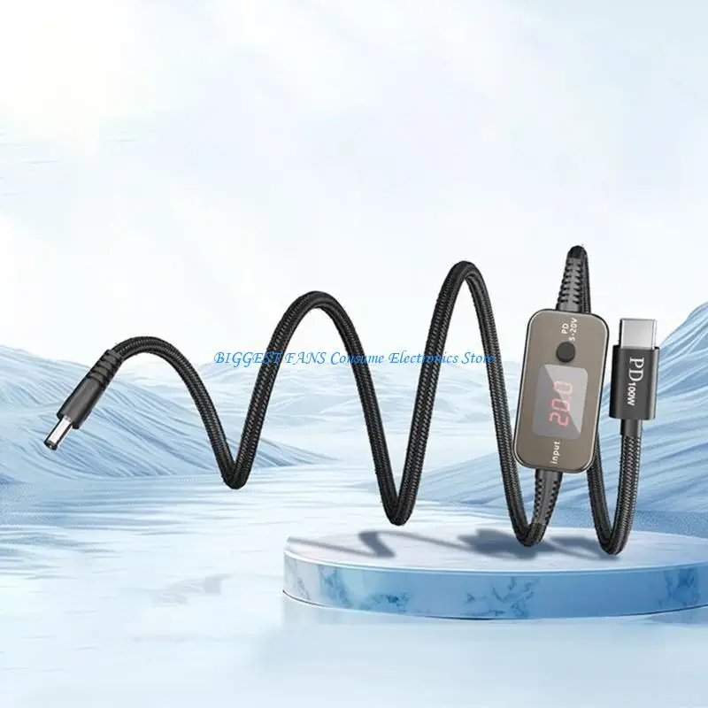  PD100W Type C To DC5.5x2.1mm Power Cable 8 Connectors Tips Adjustable Output For Office Travel Home Electronics