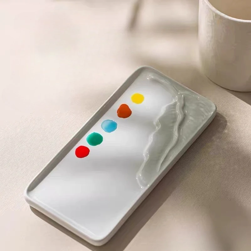 Leaf / Flower Shaped Ceramic Palette Watercolor Palette for Painting Multifunctional Art Supply for Calligraphy Drawing