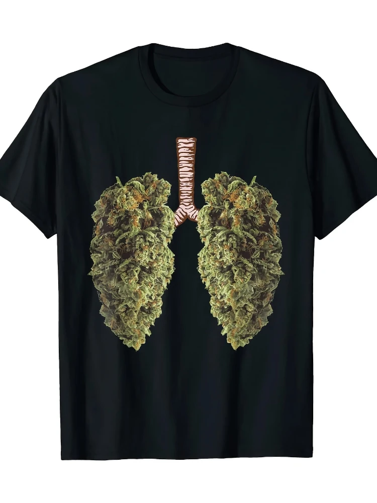

Fun Weed Lung Graphic design -100% cotton O-neck summer short sleeve casual men's printed T-shirt.