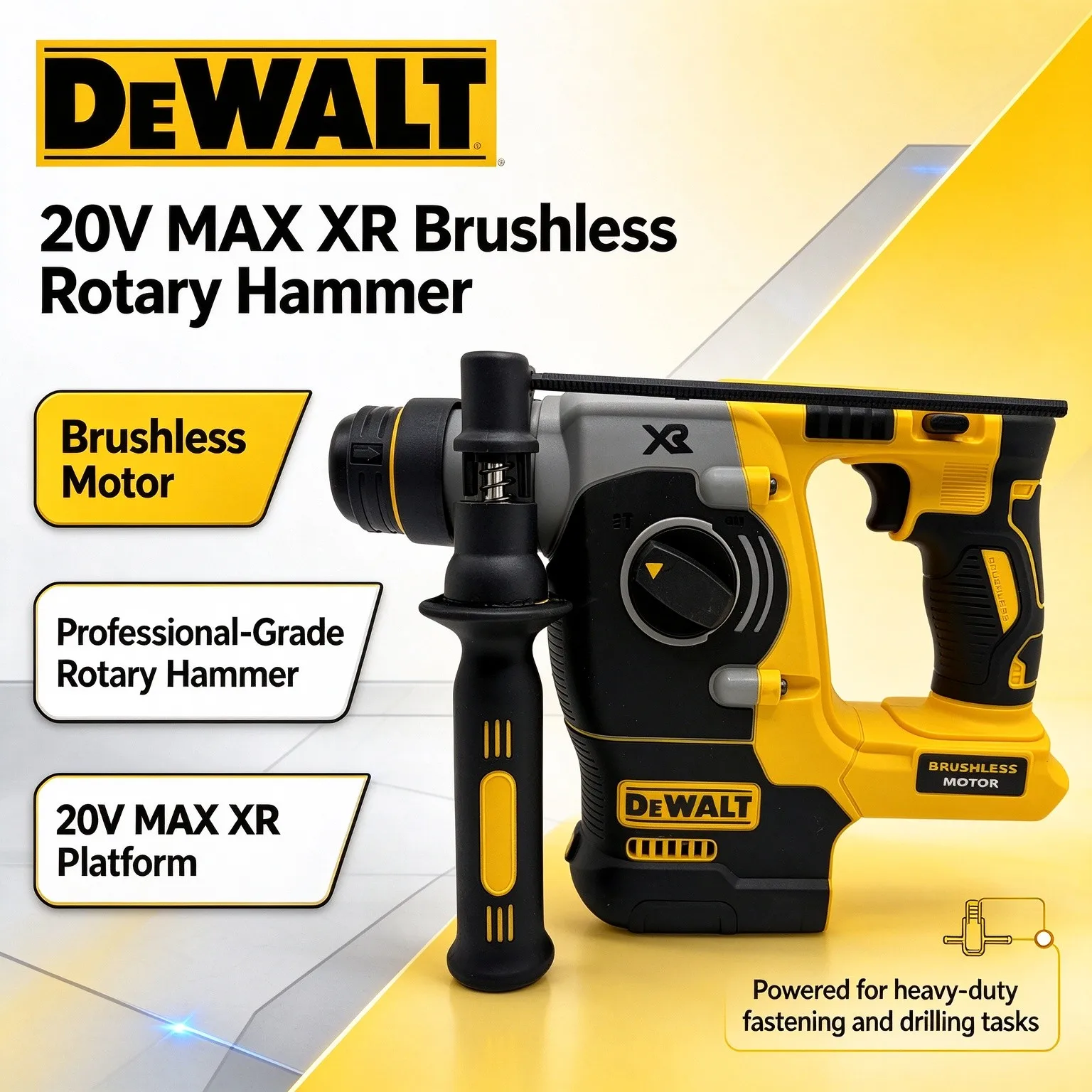 DEWALT 20V MAX SDS PLUS Rotary Hammer Drill, New Brushless Cordless Impact Hammer