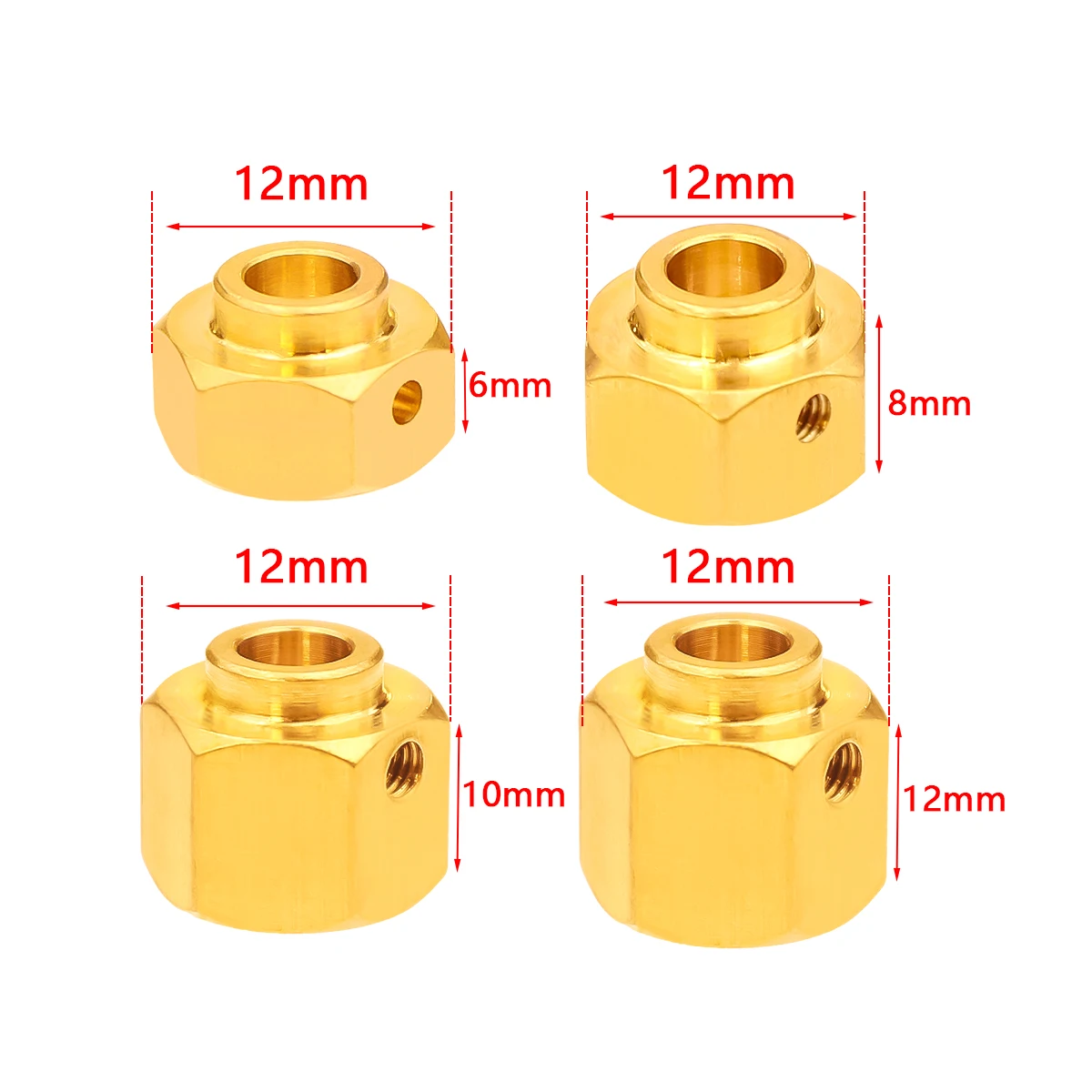 Brass Wheel Hub Extended Adapter+Metal Portal Axle Drive Gear Shaft For 1/10 RC Crawler Axial SCX10 III Jeep Wrangler Gladiator