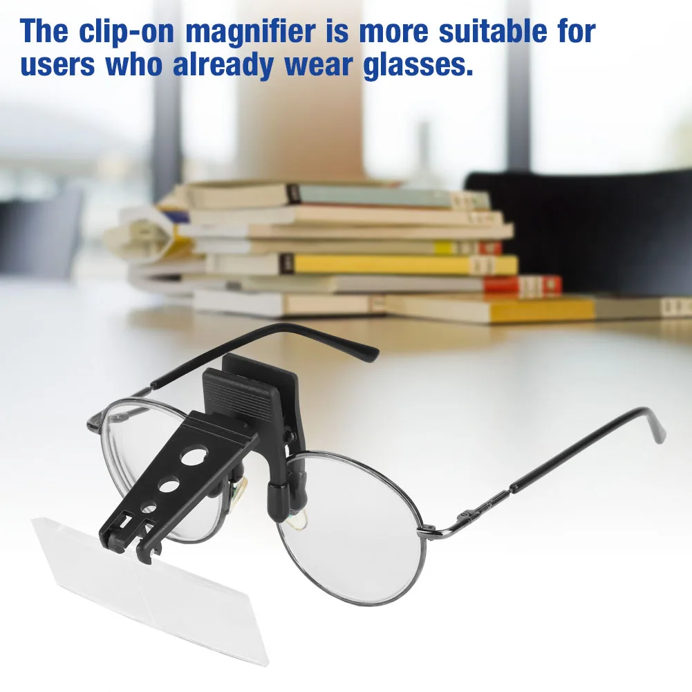 1.5x 2.5x 3.5x Magnification Plastic Case Clip on Glasses Type Magnifier Magnifying Glass Clip on Magnifier Plastic Magnifier