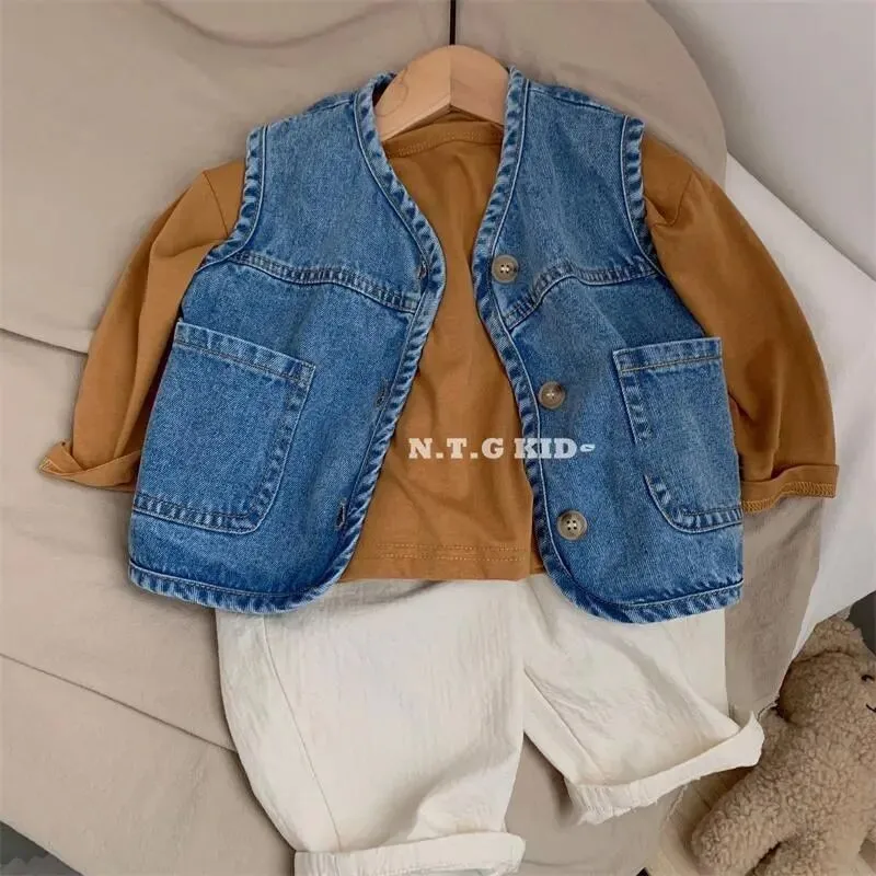 

Children's Spring and Autumn Vest Western Style Boys and Girls Wear Cowboy Jacket Loose Casual Coat