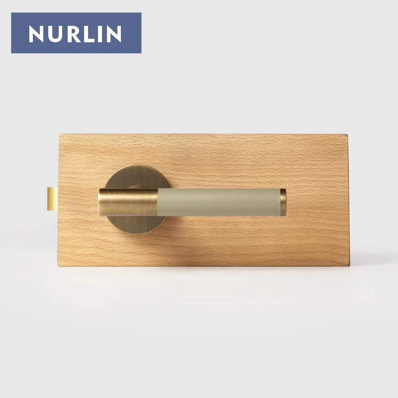 Nurlin Real Leather Brass Door Room Lever Handle Set Mortise Passage Privacy Thumble Turn Deadbol Dummy Antique Brass Bronze