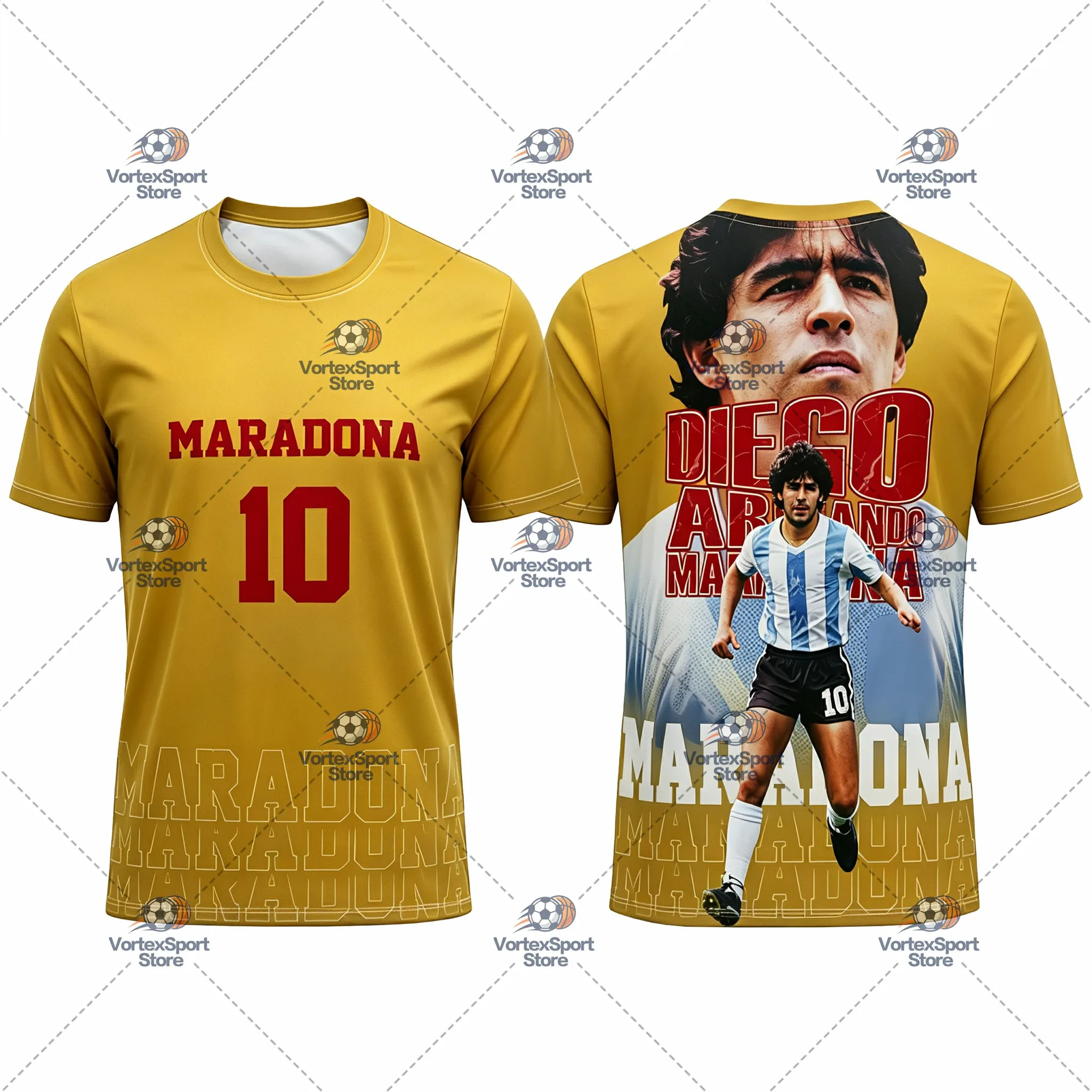 Argentinien Kinder Maradona Nr. 10 Fußball Legendärer Star Schnelltrocknendes T-Shirt Herren Kurzarm O-Ausschnitt Fußball-Trainings-Trikot – Detail 7