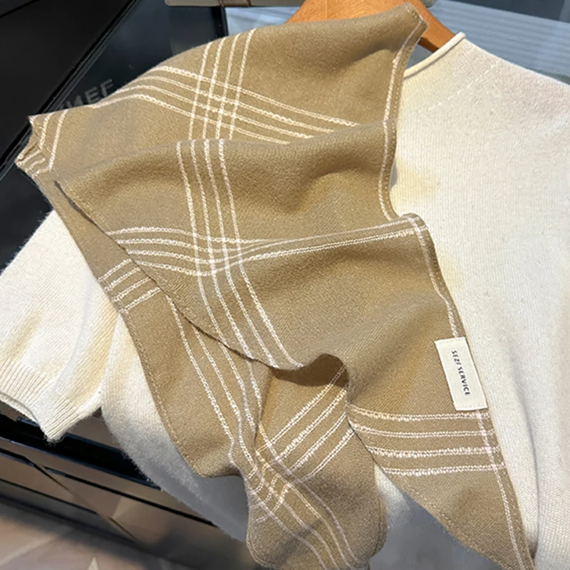 Brytyjsko-koreańska trójkątna chusta damska ciepły szal otulający głowę zimowa moda damska kaszmirowe poncho szalik etola