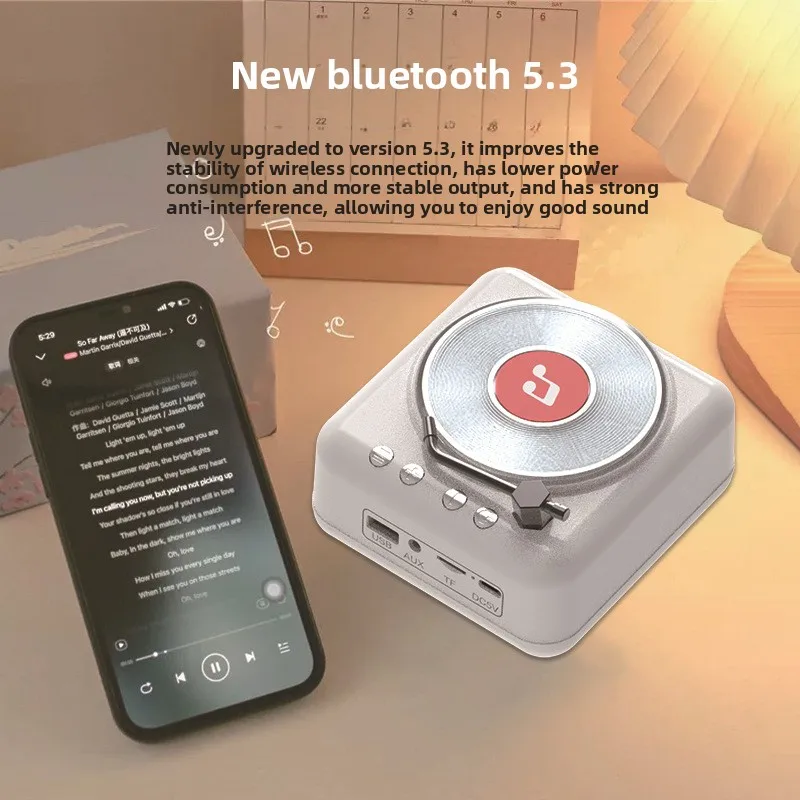 H3 retro vinyl record player for 5.0 speakers CD player, tape player, portable luminous phonograph, small plastic gifts