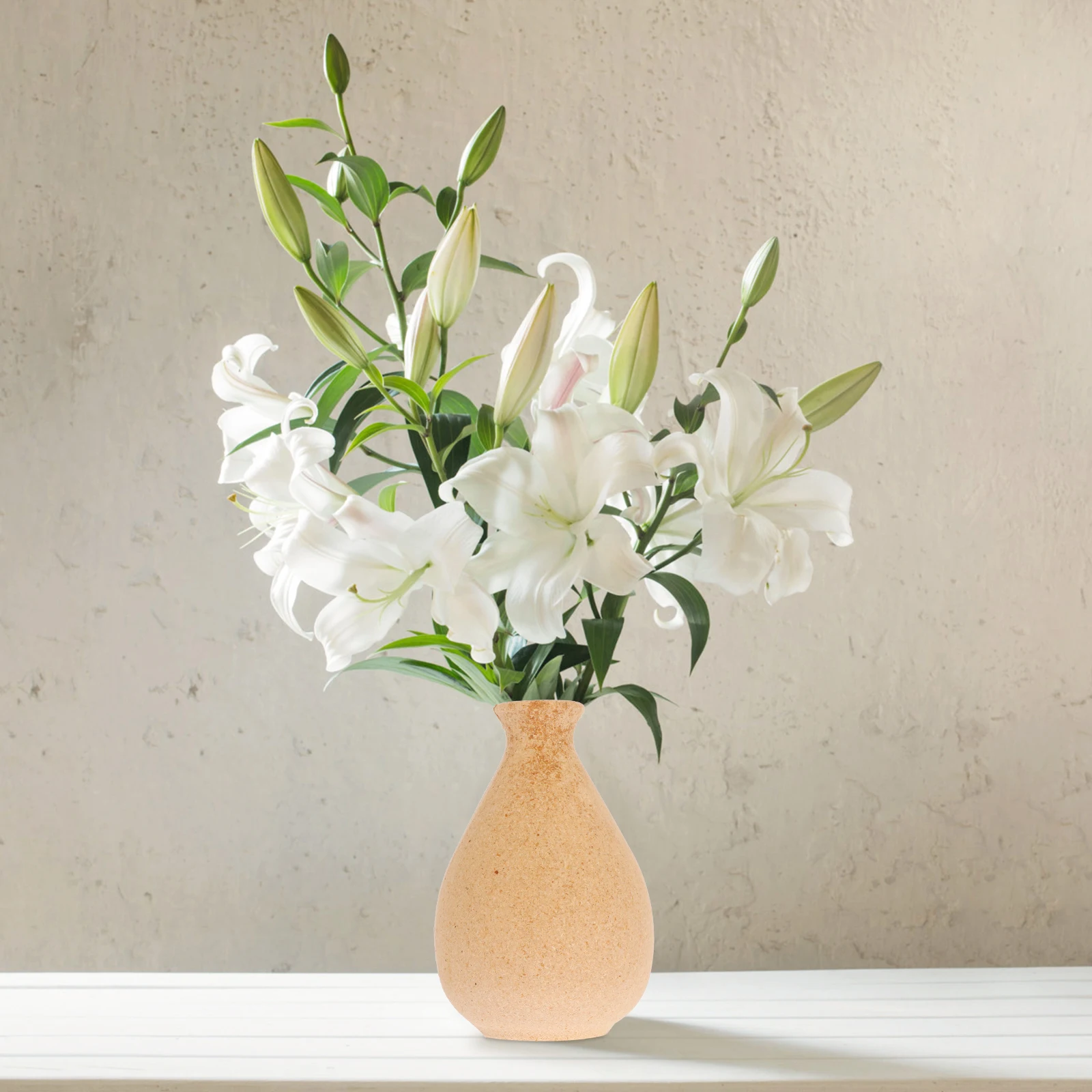 

1pc Wooden Flower Vase Compact Desktop Decor For Home Office Table Window Sill Dried Flowers Display Craft Ornament