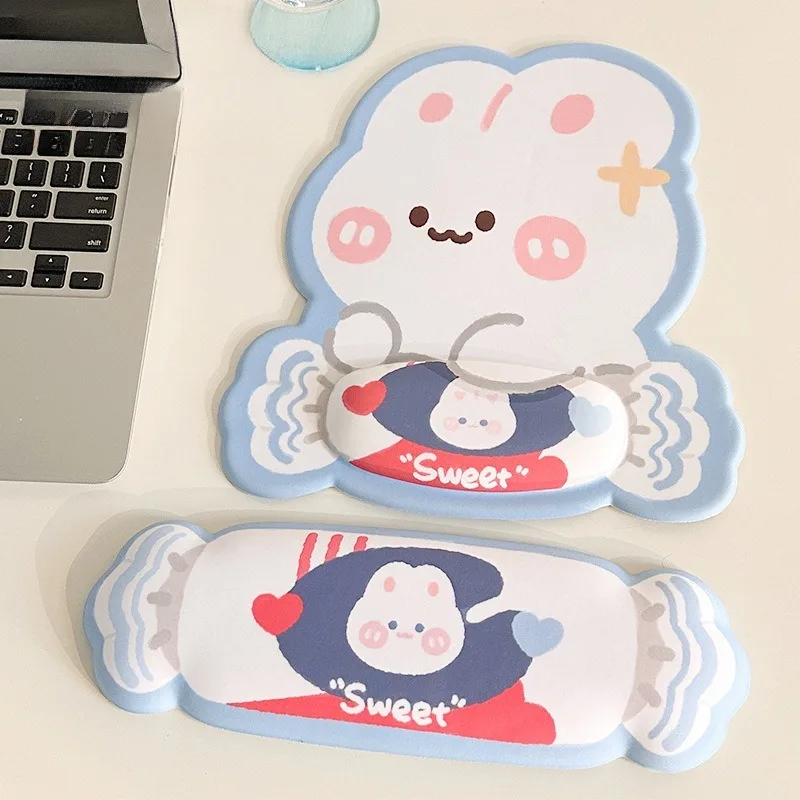 

Милые коврики для мыши для девочек, молочные конфеты, подставка для рук с кроликом, резиновые коврики для мыши, защита запястья, коврики для мыши