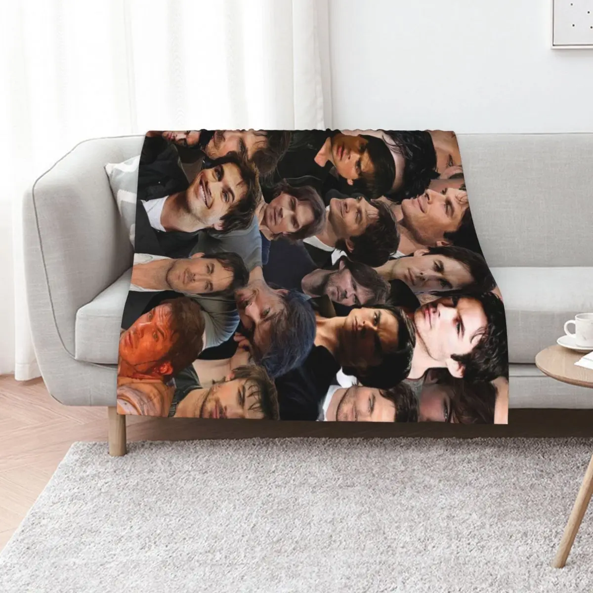 ian somerhalder photo collage Throw Blanket Flannel decorative Soft Beds For Sofa Thin Moving Furry Blankets