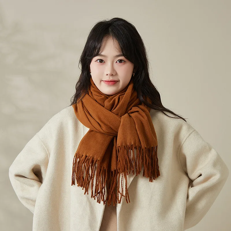 헤드 캡 허거 토크 스톡킹 워치 겨울용 따뜻한 단색 모조 캐시미어 스카프 크로스보더 도매 8M112