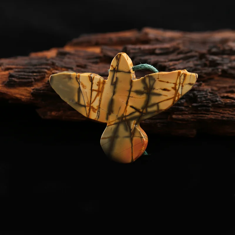 Carved Eagle Pendant Natural Stone Multi-Color Picasso Jasper Fashion Pendant DIY Jewelry Making