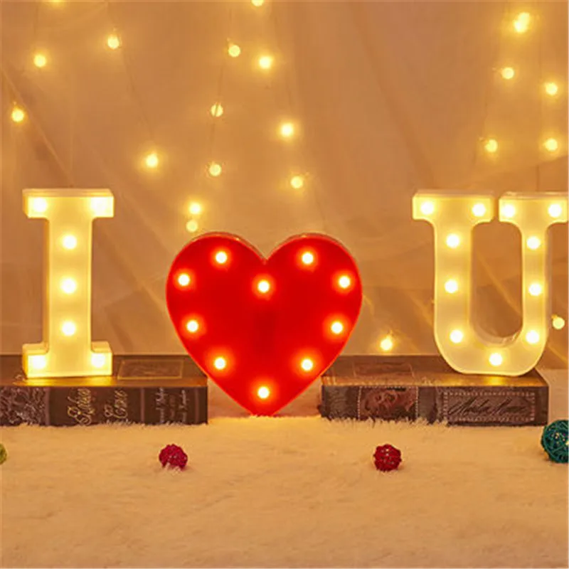 Creative DIY Luminous LED Letter Lights Alphabet Number Light for Holiday Home Wedding Birthday Valentine\'s Day Party Decoration