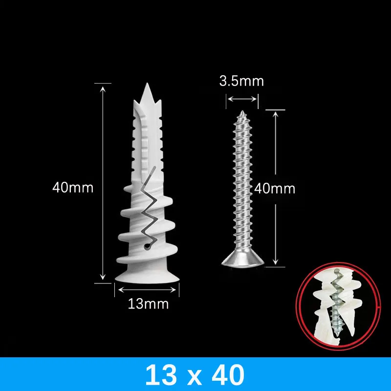 5-100 Sets Self Drilling Drywall Anchors with Screws Anti-Spin Grip Nylon Wall Anchors No Pre-Drill Wall Anchor Kit