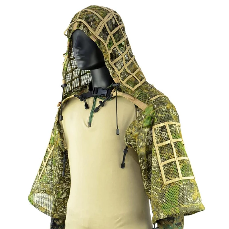 Ghillie-Anzug, taktischer Scharfschützmantel, Viper-Kappen, Jagdmantel, Material und Farbe optional, Tarnkleidung für Airsoft-Paintball – Detail 27