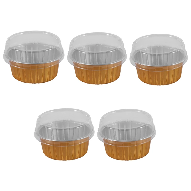 

500Pcs Disposable Aluminum Foil Baking Cups Creme Brulee Dessert Oval Shape Cupcake Cups With Lids Cake Egg Tools