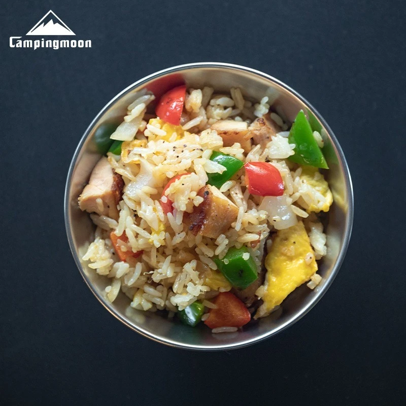 

Портативная походная миска CAMPINGMOON S395-13-4P из нержавеющей стали 304 с четырьмя мисками для риса для кемпинга, походов и альпинизма