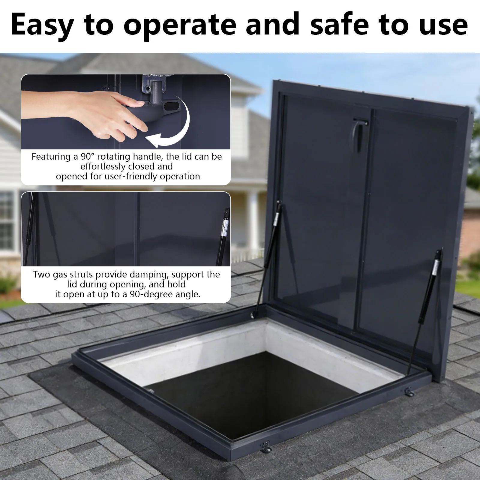

Roof Access Hatch Rainproof Manhole Hatch Aluminum Frame Galvanized Sheet Gray Emergency Roof Hatch Suitable for Home Industry