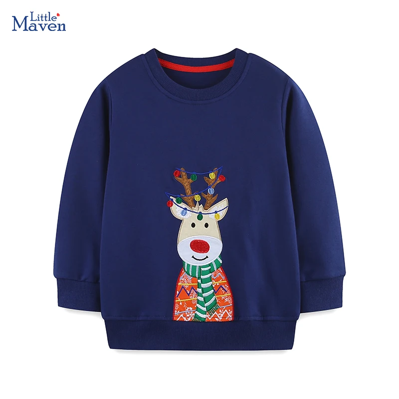 

Little maven Spring Hoodie Tops Kids Clothes Baby Boys Girls Autumn Children's Clothing Cartoon Christmas Deer Sweatshirts