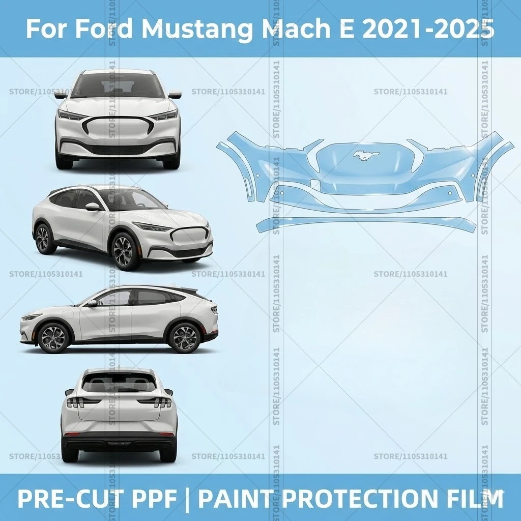 For Ford Mustang Mach E 2021-2025 Pre-Cut Paint Protection Film PPF Transparent Car Film Automotive PPF Front Bumper
