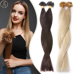 TESS 50pcs U Tip Hair Extensions Microlink Keratin Fusion Hair Extensions Human Hair Capsules Pre Bonded Natural Hair Extension