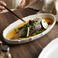 Steamed Fish Plate Japanese Large Ceramic Dish Baking BBQ Disc Western Pizza Steak Pasta Tray Dessert Cake Snack Platter
