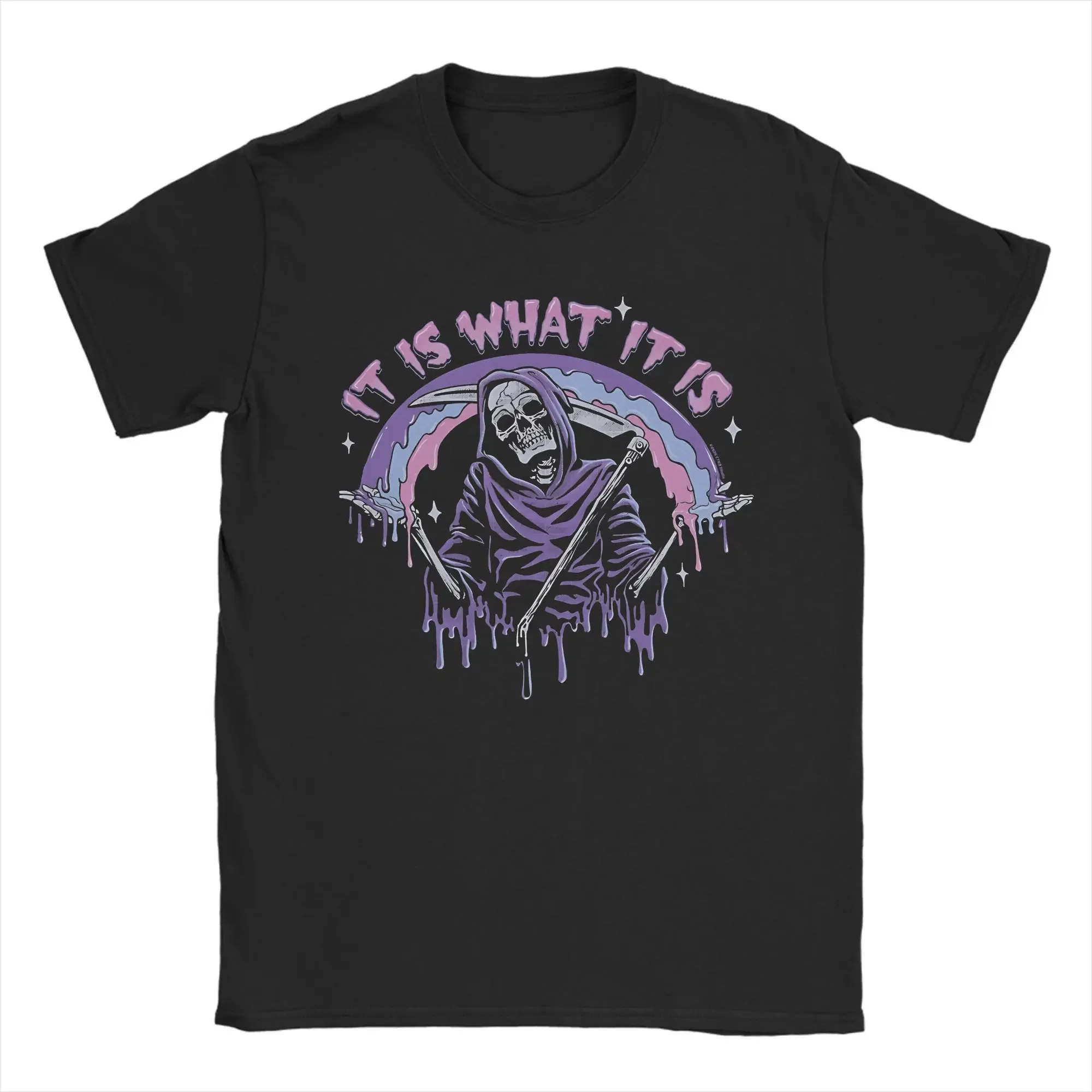 

It Is What It Is Grim Reaper Graphic Cotton Crewneck Short Sleeve Tee For Men