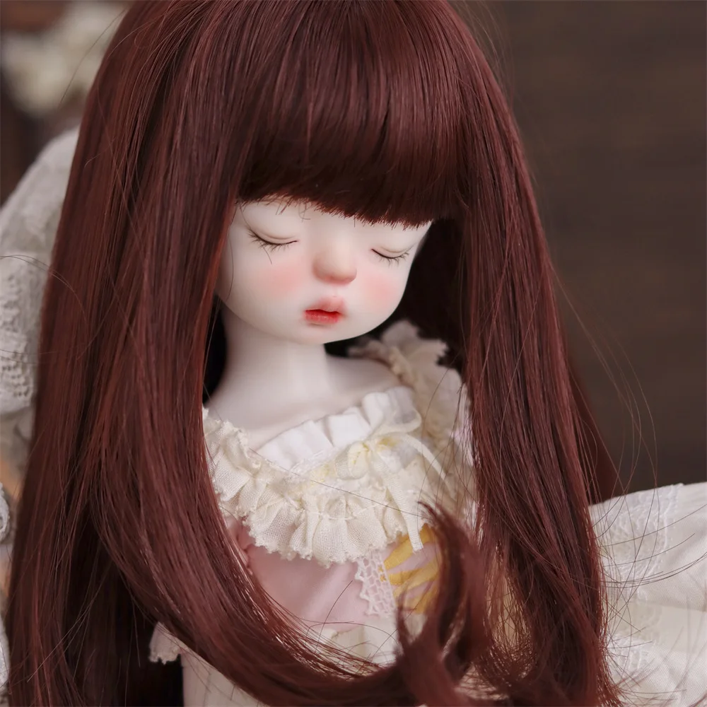 BJD Doll Hair Wigs 1/6 BJD SD YOSD Doll High-temperature Wire Wigs Long Inner Buckle Dark Brown Hair Wigs Doll Accessories