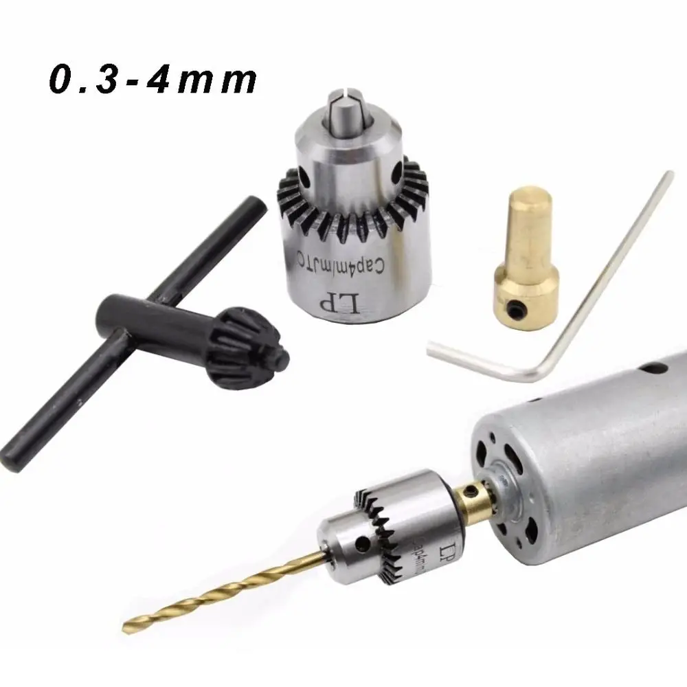 With Chuck Key Clamping Mini Drill Chuck Micro Motor 0.3-4mm Taper Electric Motor Shaft