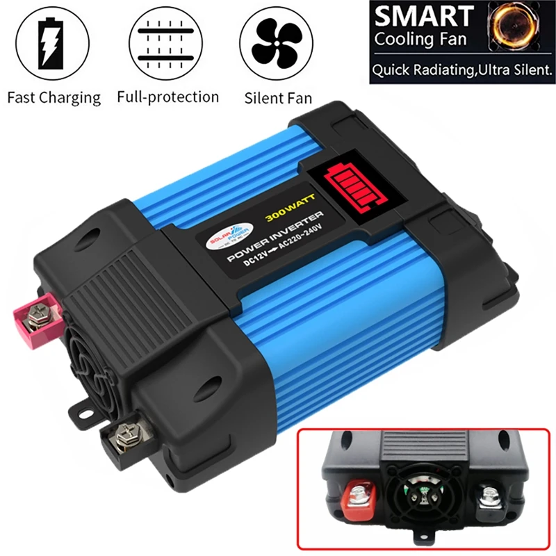 300W Max 600W Car Inverter LED Voltage Capacity Display Transformer Converter 12V To 220V Dual USB Inverter For Cars