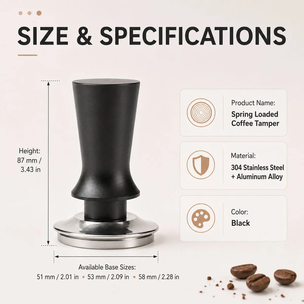 1pcs 51/53/58 mm Coffee Tamper, Tamping Tool, Aluminum Handle and Stainless Steel Base, Professional Coffee Leveler Tool. - view 5