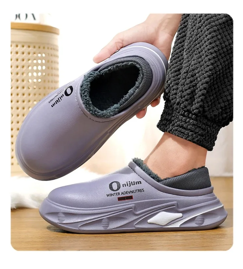 

Новые стильные парные тапочки из хлопка, сохраняющие тепло, повседневные непромокаемые мужские и женские тапочки для спальни, дизайнерская модная нескользящая мужская обувь