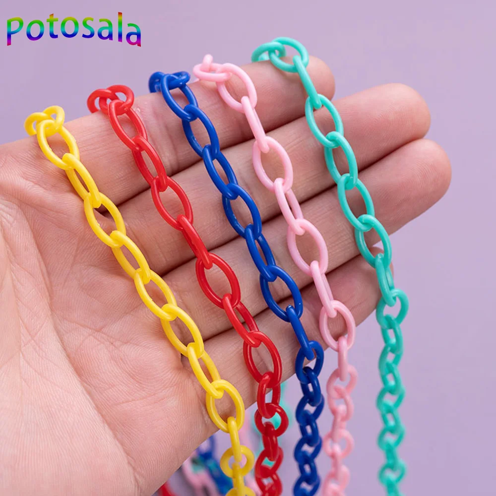 10Pcs/Lot 50cm Colorful Oval Acrylic Chain Plastic Chain Link Connector For DIY Handmade Necklace Keychains Accessories Making