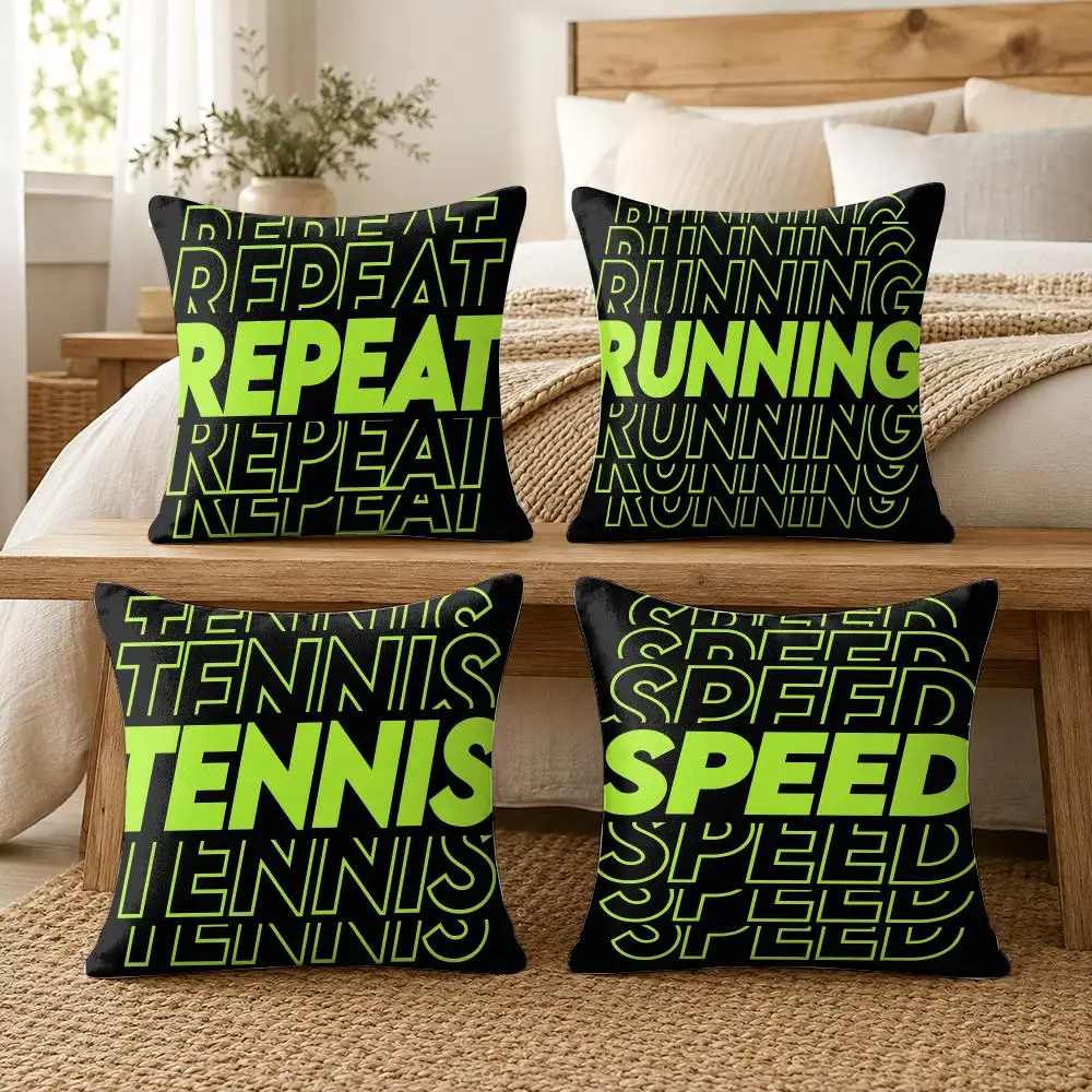 Creative Repeated Word Design Cushion Cover Soft Short Plush Pillow Cover Smooth Cozy Texture Cushion Case Home Decor