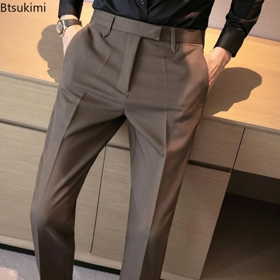 

New Men's British Style Suit Pants Business Casual Trousers Spring Autumn Fashion Small Foot Pants Elegant Dress Pants Gentleman